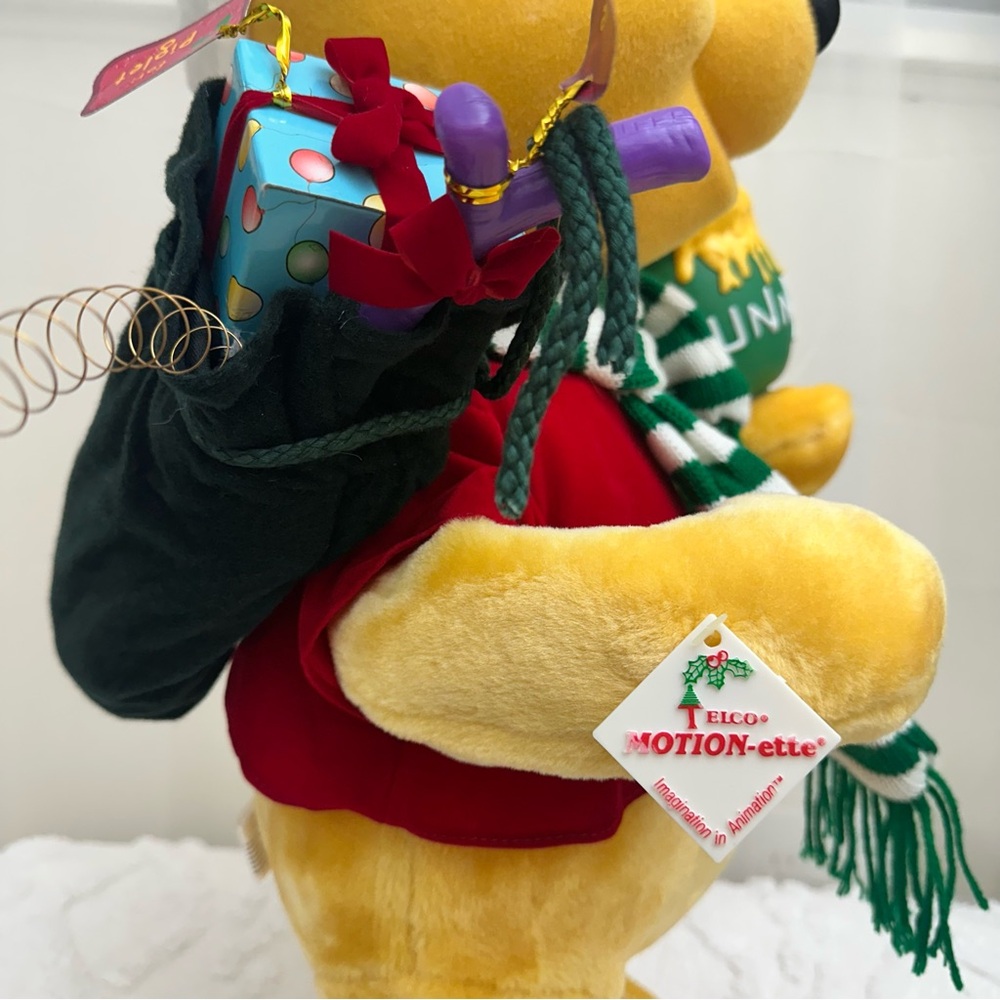 Winnie the Pooh Christmas Plush with Scarf and Honey Pot Collector Animated - Picture 8 of 16